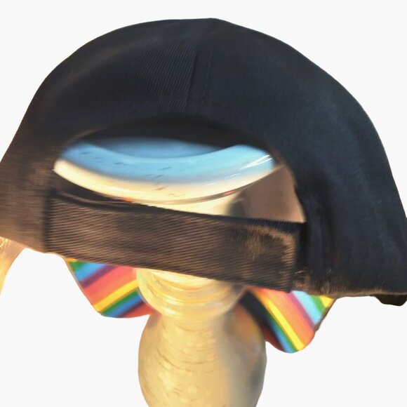 Black Rainbow Embroidered Baseball Cap Adjustable Strap Gay Pride LGBTQ - Picture 4 of 6